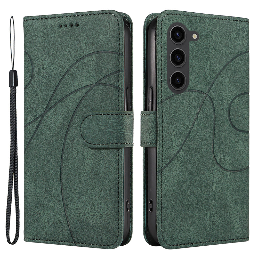 For Samsung Galaxy S23 Phone Wallet Case PU Leather Imprinted Line Stand Smartphone Cover For Samsung Galaxy S23 Phone Wallet Case PU Leather Imprinted Line Stand Smartphone Cover